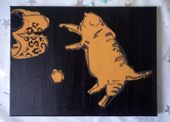 #6/24 Tiger cat on a black background