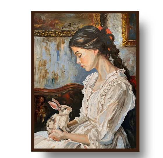 Young woman with a Bunny.