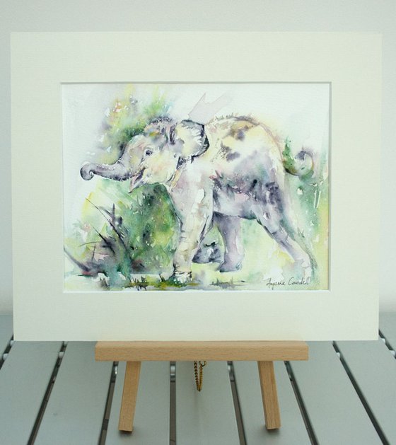 Baby Elephant Painting, Elephant watercolour, Elephant Wall Art, Elephant Painting