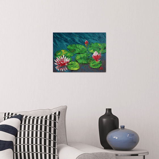 WATER LILIES, II / ORIGINAL OIL PAINTING