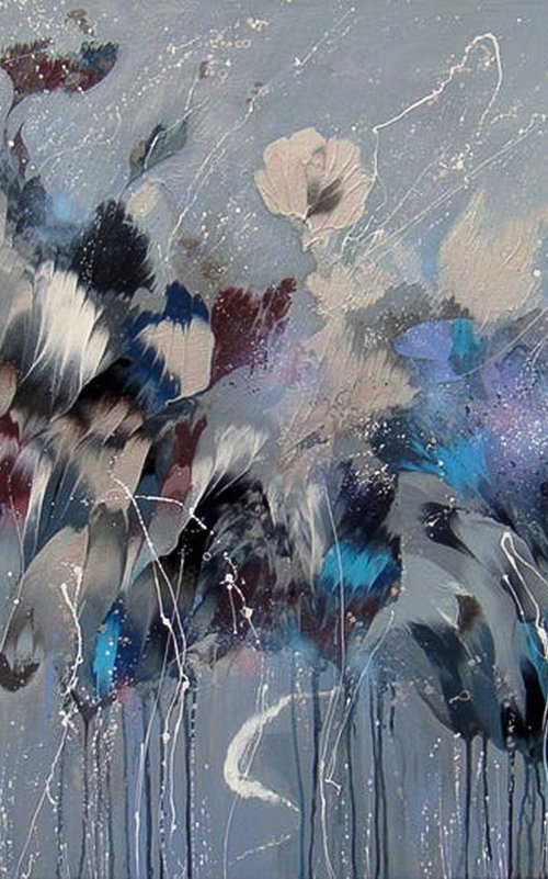 "Flower melody-2" VERY LARGE Abstract Painting by Irini Karpikioti