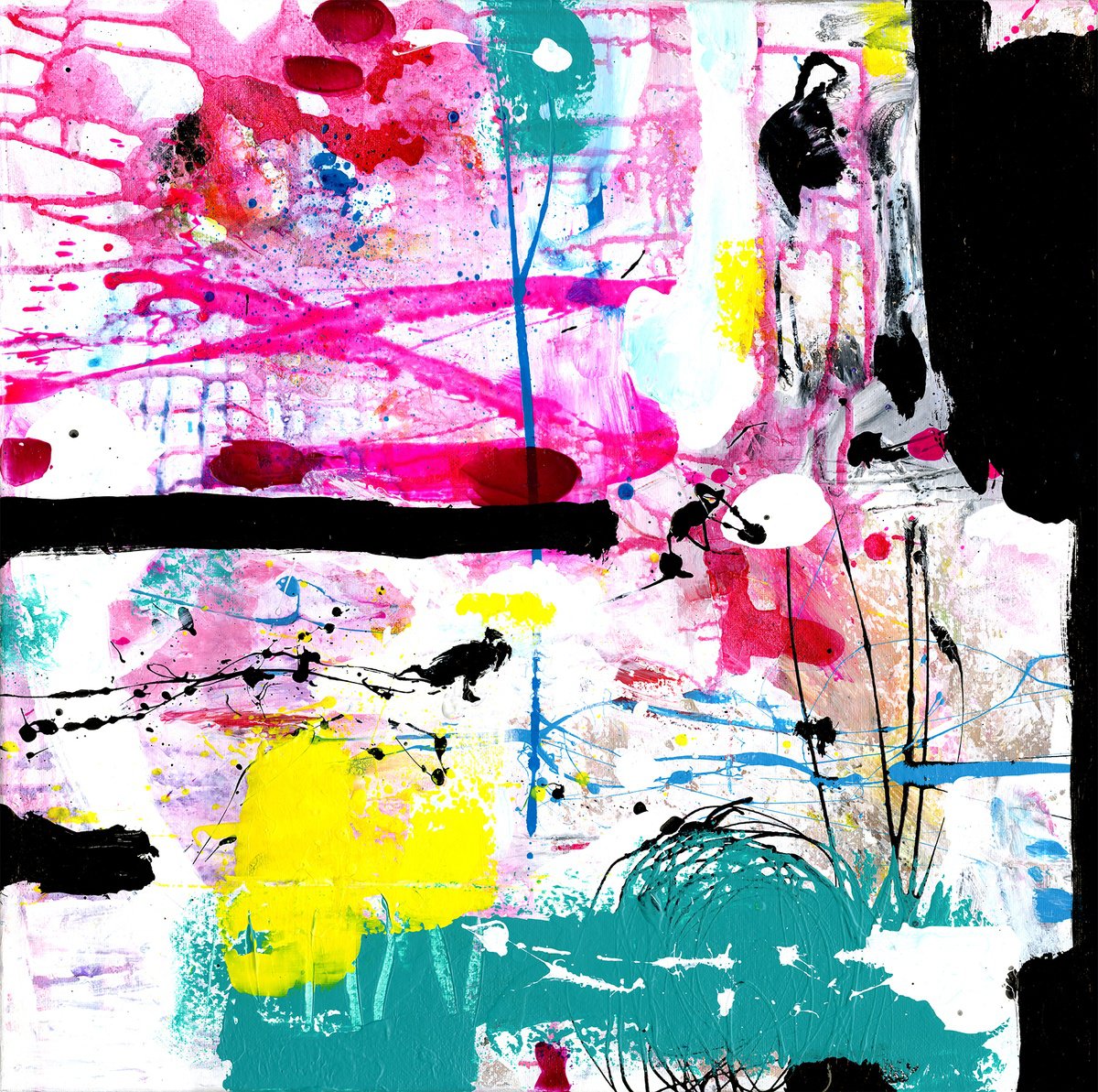 Abstract Acrylic Painting By Kathy Morton Stanion, 20 X 20", Fun Times, Original Artwork