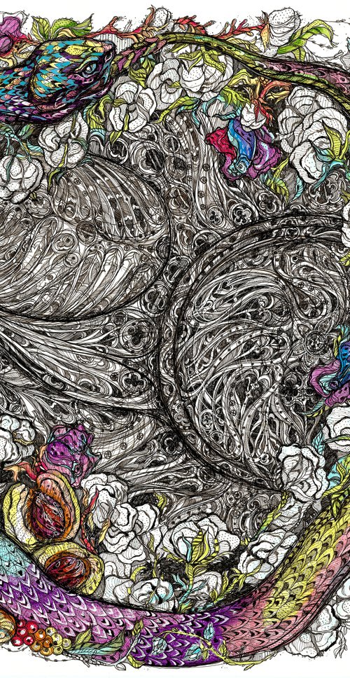 Ouroboros, Cotton Flowers&Peaches by Maria Susarenko