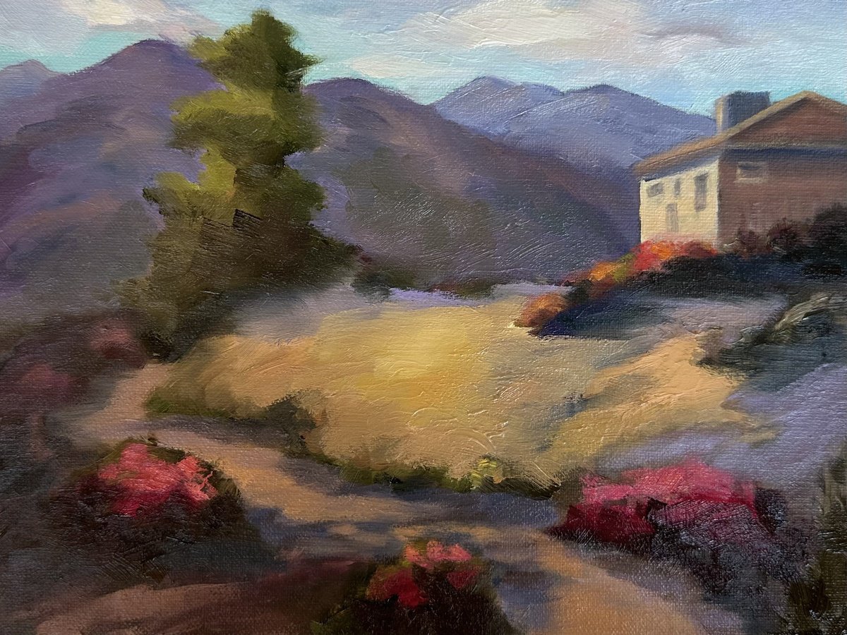 Impressionistic Landscape Oil Painting By Grace Diehl, 8 X 6, On Top Of The Hill, Original Artwork