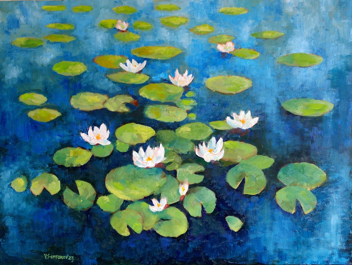 Water Lilies By Juri Semjonov, 31 X 24, Artwork For Sale On Artfinder