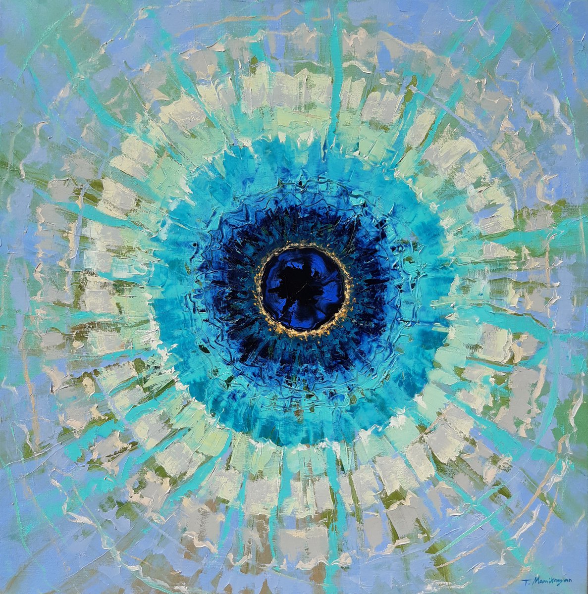 Abstract Oil Painting By Tigran Mamikonyan, 31 X 31", Eternal Cycle Iv 80X80Cm, Original Artwork