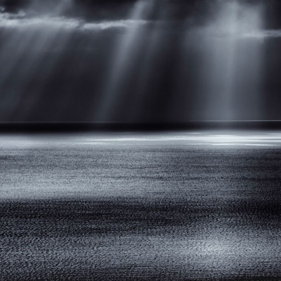 First Night - Black and White Seascape 60 x 40 inches Canvas