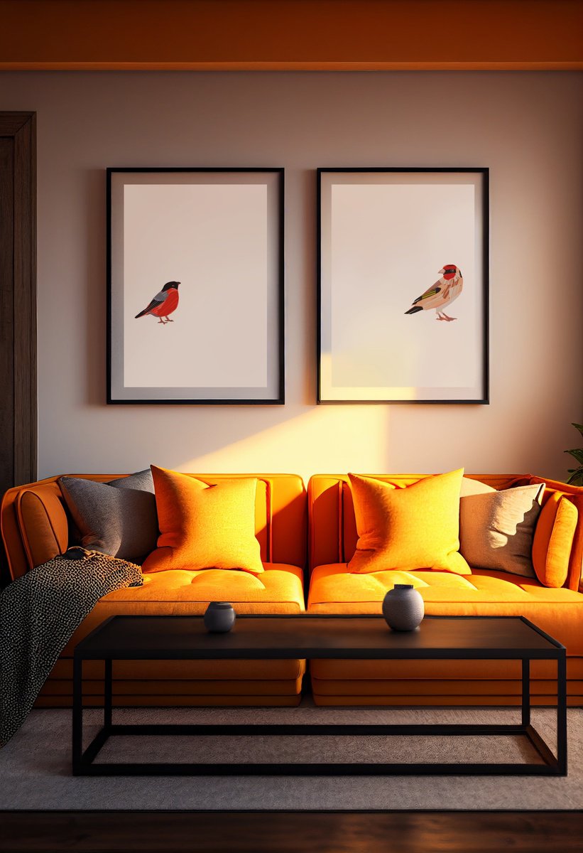 Animal Giclee Print By Emma Evans-Freke, 12 X 17, A Pair Of Finches, Original Artwork
