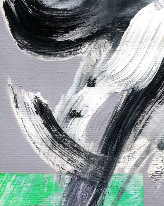 Bright Green Abstract on Gray