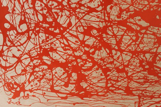 Red  Energy- Style Jackson Pollock
