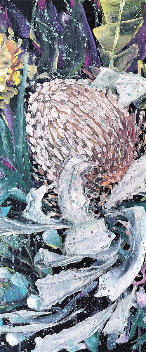 Forever Cherished - Banksia, Eucalyptus and Yellow Everlastings by HSIN LIN