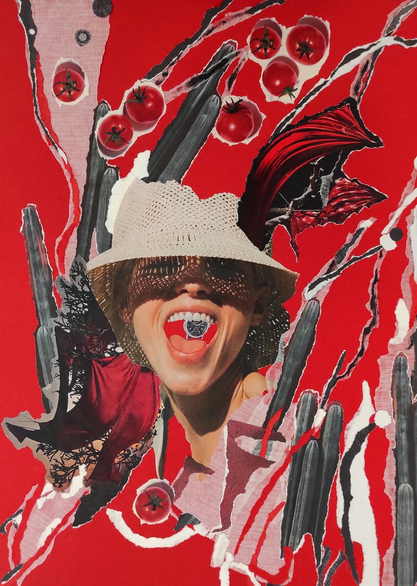 Illustrative Portrait Collage By Tetiana Borys, 12 X 17", A Young Girl In The Red Desert, Original Artwork