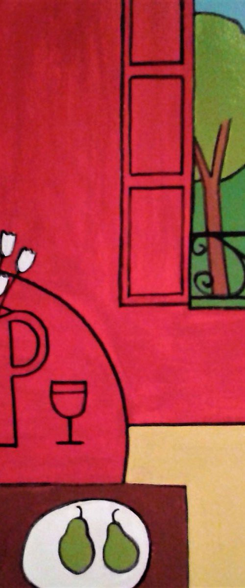 Red Interior with Tulips by Jan Rippingham