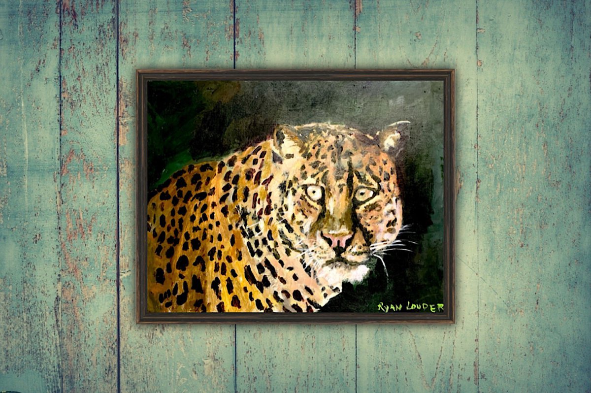 Leopard - wildlife painting - Big Cat Picture by Ryan Louder
