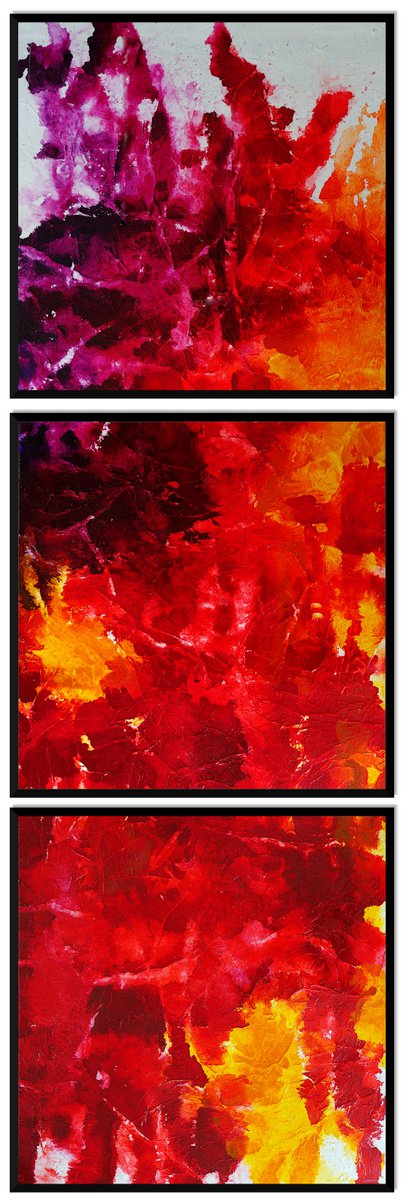 Abstract in red No. 13820 - set of 3 by Anita Kaufmann