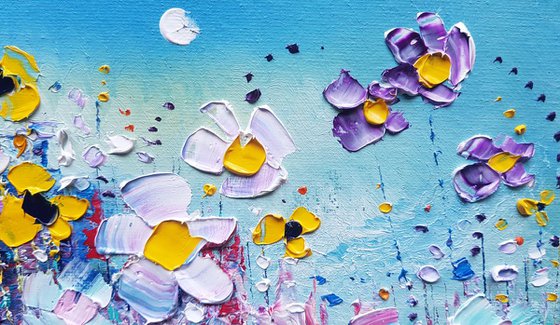 "Baby Blue Abstract Flowers in Love"