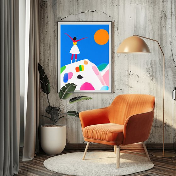 Woman Joyful Mountain Top