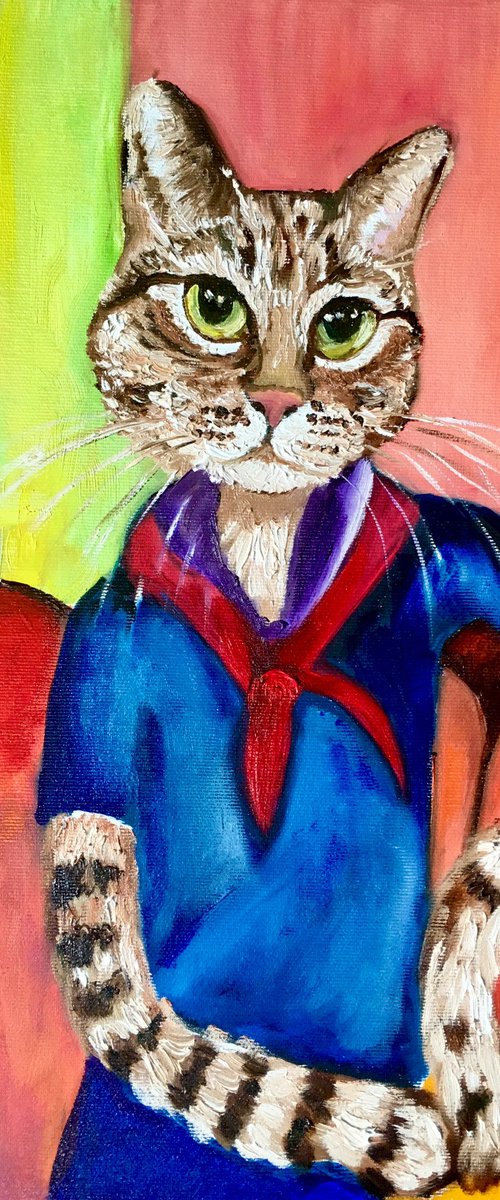 Cat Modigliani inspired by Amedeo Clemente Modigliani paintings. by Olga Koval