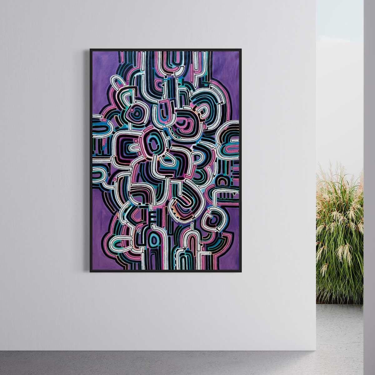 Abstract Acrylic Painting By Samantha Malone, 37 X 55", The Knot, Original Artwork