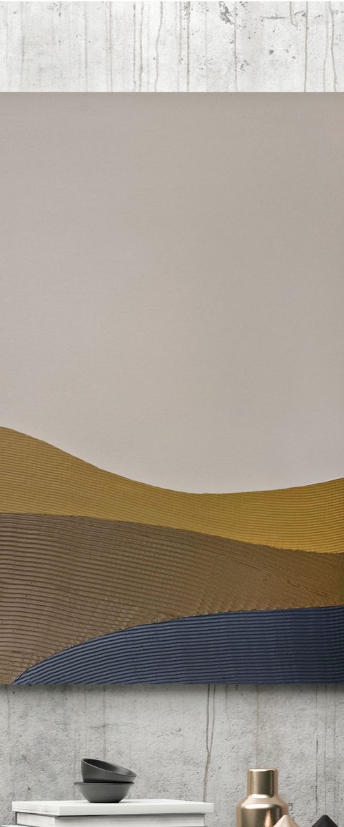 "Hills 2" Textured abstract brown navy art by Alex Zy