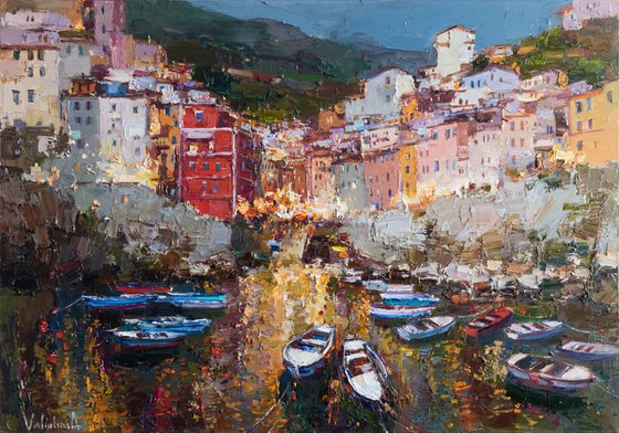 Riomaggiore, Cinque terre - Italian Landscape painting