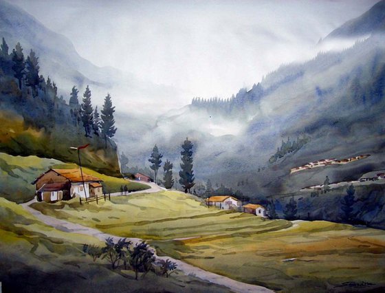 Beauty of Himalaya-Watercolor on paper