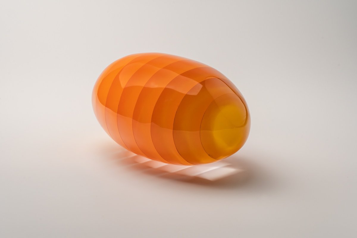 Abstract Sculpture By George Tilelis, 6 X 8, Shingle Orange, Original Artwork