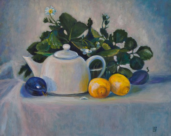 Still Life With Strawberry Flowers