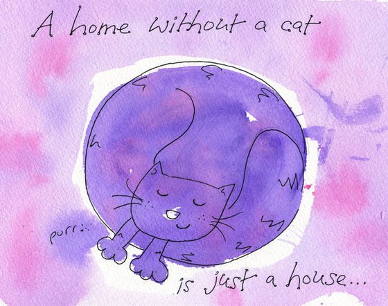 A home without a cat..... purple design