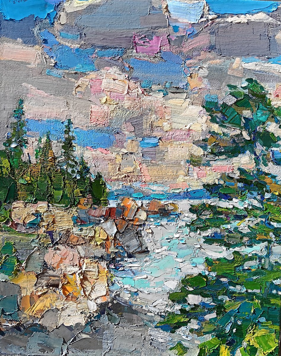 Impressionistic Landscape Oil Painting By Ruslan Khais, 24 X 30", New England, Original Artwork