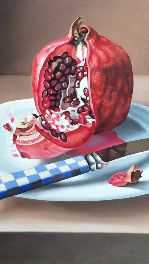 Still Life with a Pomegranate and Knife by Alexander Titorenkov