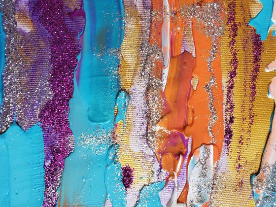 Queen #41 on turquoise, white, melallic purple, gold, sparkling with stardust PAINTING INSPIRED BY QUEEN ELIZABETH PORTRAIT