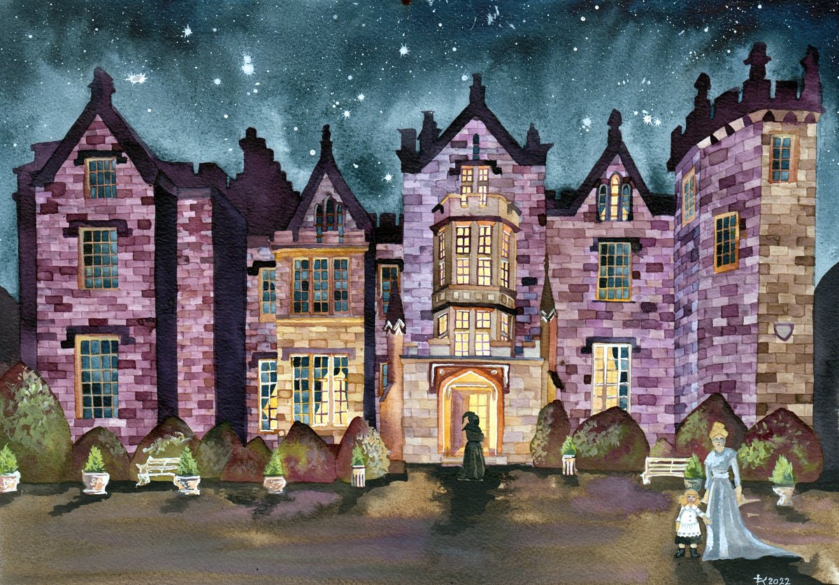 Illustrative Cityscapes Painting By Terri Smith, 20 X 16", Permanent Residents Of Kinnitty, Original Artwork