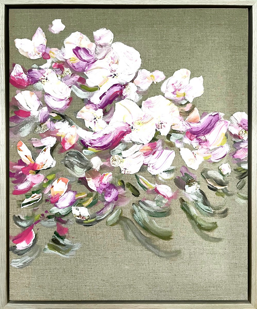 Organic Botanical Acrylic Painting By Corinne Natel, 17 X 21, To Be With You #53, Original Artwork