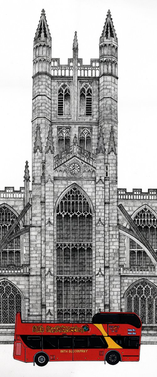 Tour Bus at Bath Abbey by Shelley Ashkowski