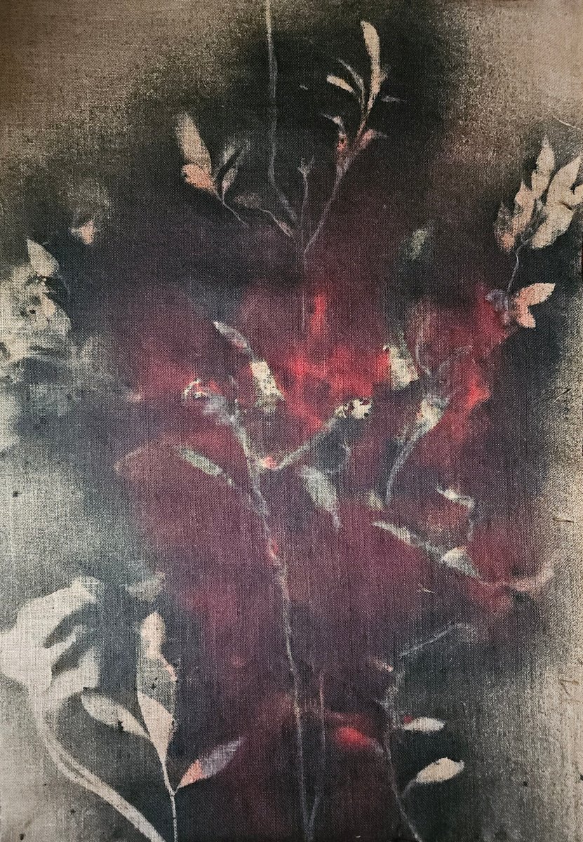 Surrealistic Botanical Acrylic Painting By Stefano Mazzolini, 39 X 59", Rf6970 Double-Sided, Original Artwork