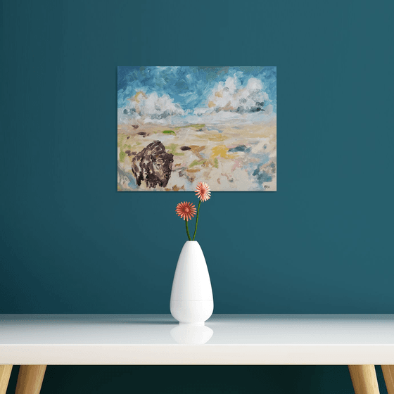 Crossing the Prairie - Landscape - Bison - Abstract Paintings