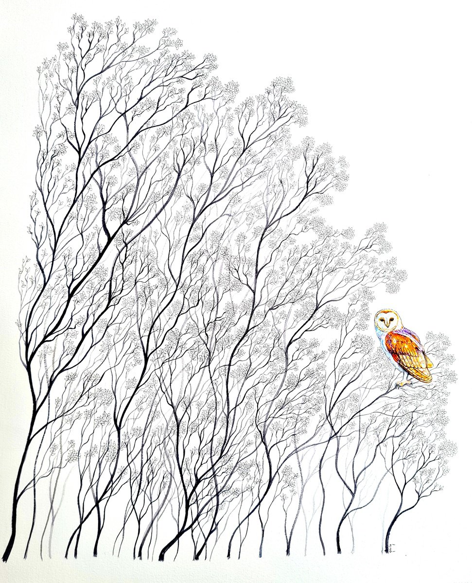 Illustrative Landscape Watercolour By Marian Gorin, 18 X 22", Keep The Dark Away, Original Artwork