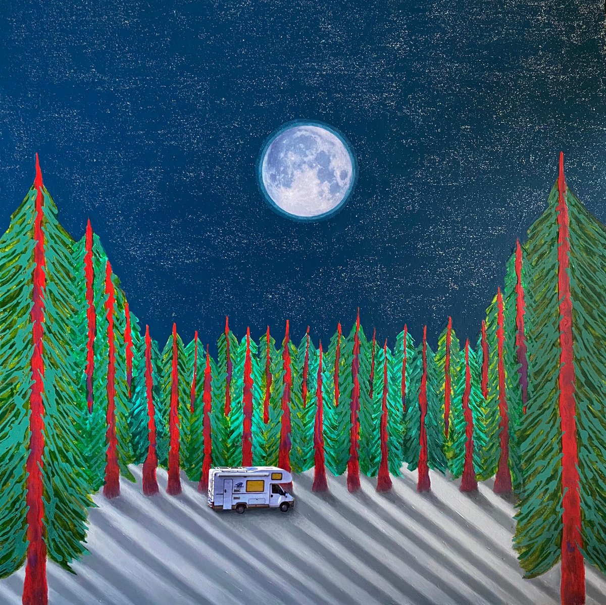 Surrealistic Landscape Painting By Stefano Pallara, 19 X 19", Shed Attachments N.5, Original Artwork