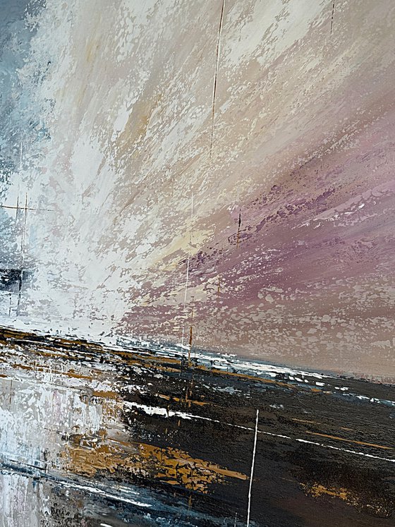 Radiant Divide – Blue Pink Abstract Landscape