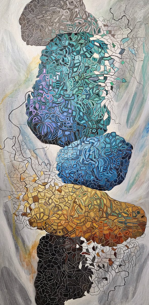 Abstract Acrylic Painting By Peggy Lee, 24 X 48", The Prayer, Original Artwork