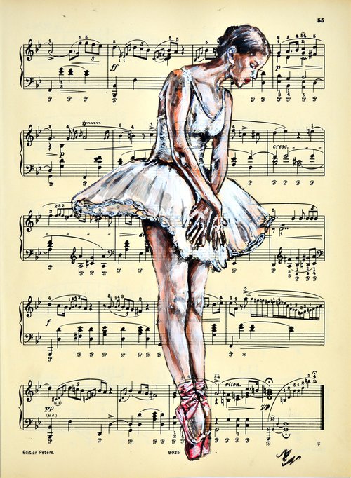 Ballerina XXIX- Vintage Music Page, GIFT idea by Misty Lady - M. Nierobisz