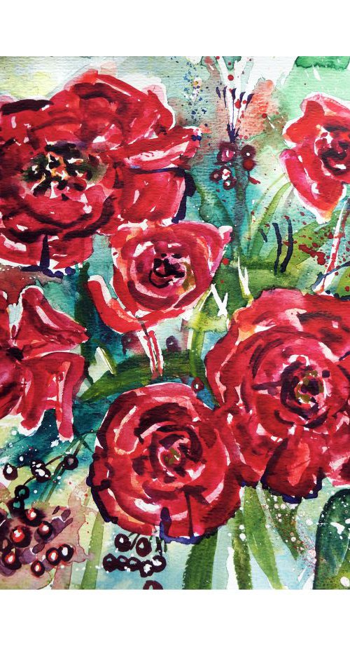 Red Roses by Julia  Rigby