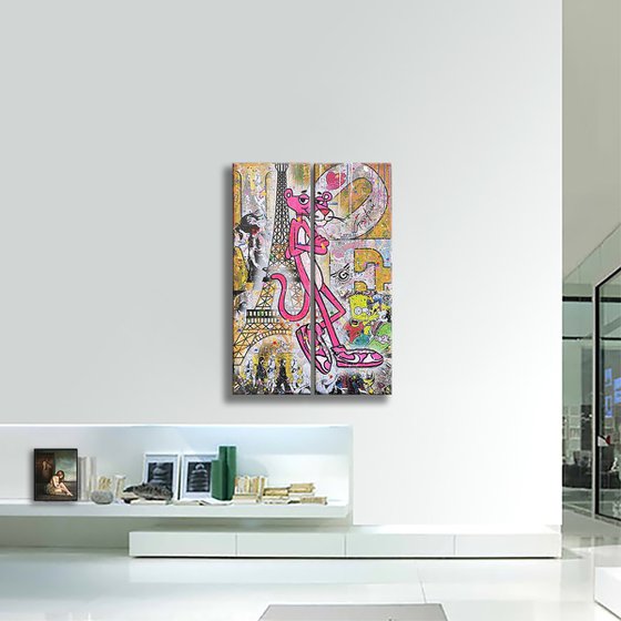 Pink Paris – Original Painting (Diptych)