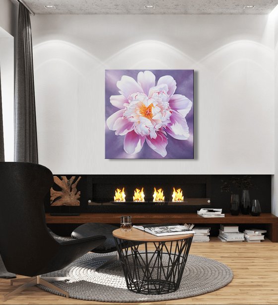"Pink beauty", realistic pink peony painting, floral art
