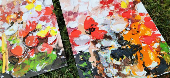 Abstract floral Paintings, Set of 2