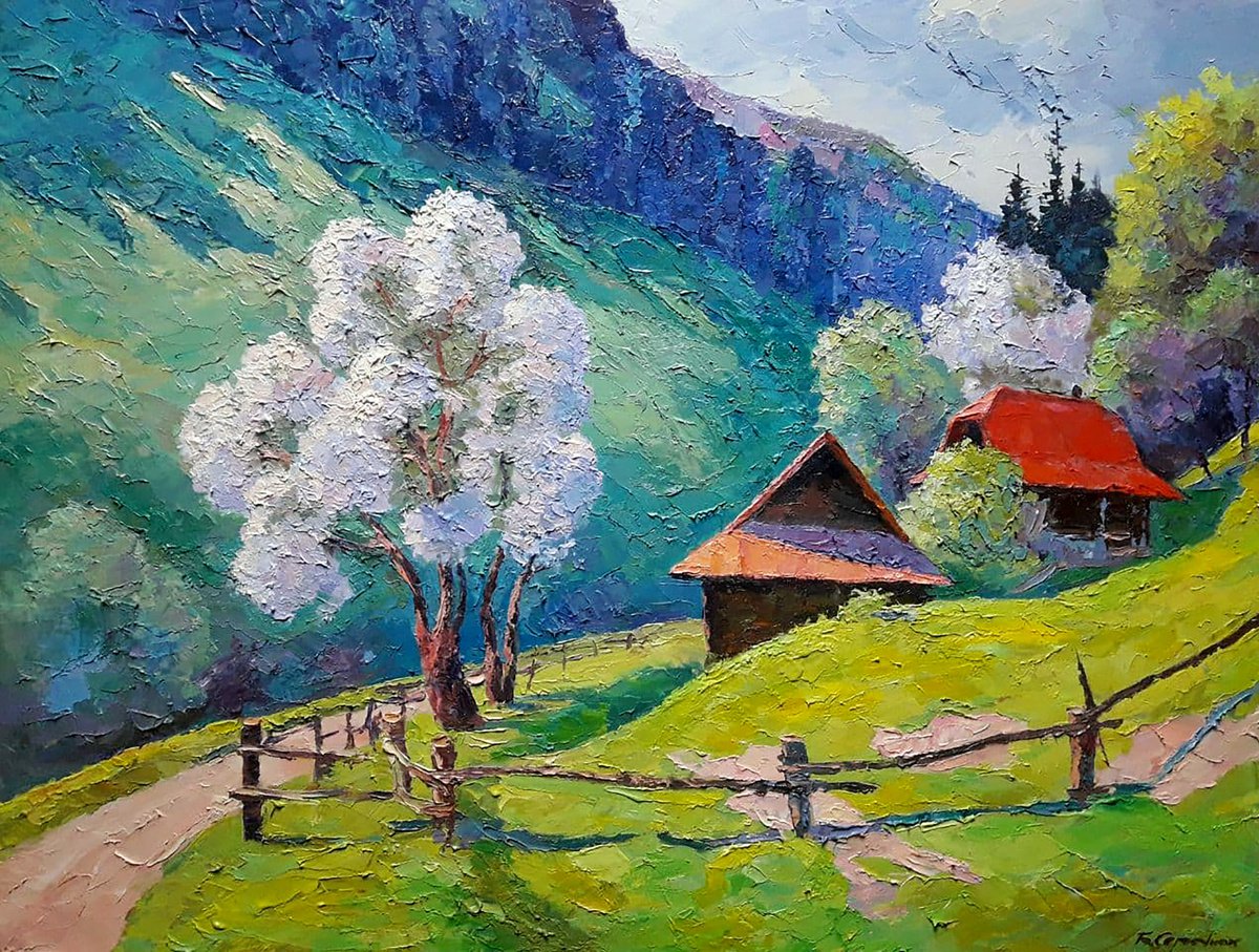 Oil painting Austrian houses Serdyuk Boris Petrovich nSerb648 by Boris Serdyuk