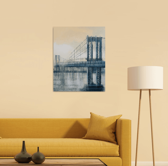 New York - The Manhattan Bridge At Dusk