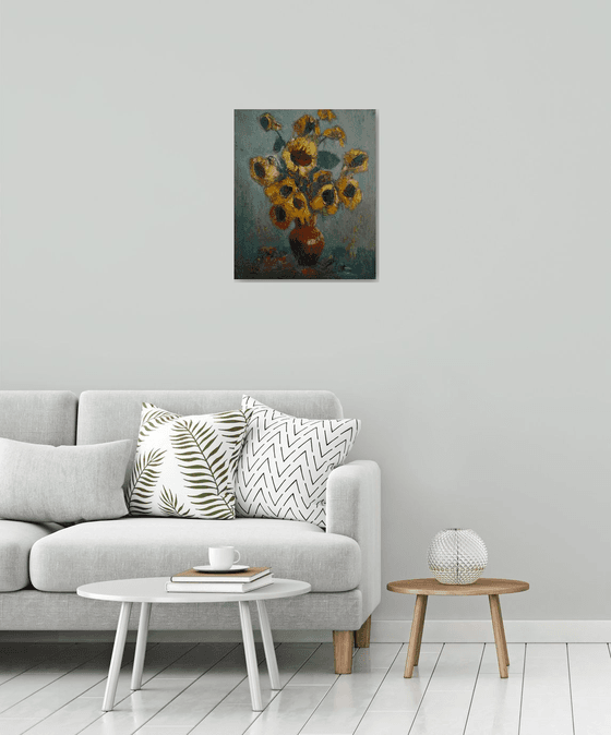 Sunflowers  50x60cm, oil painting, palette knife