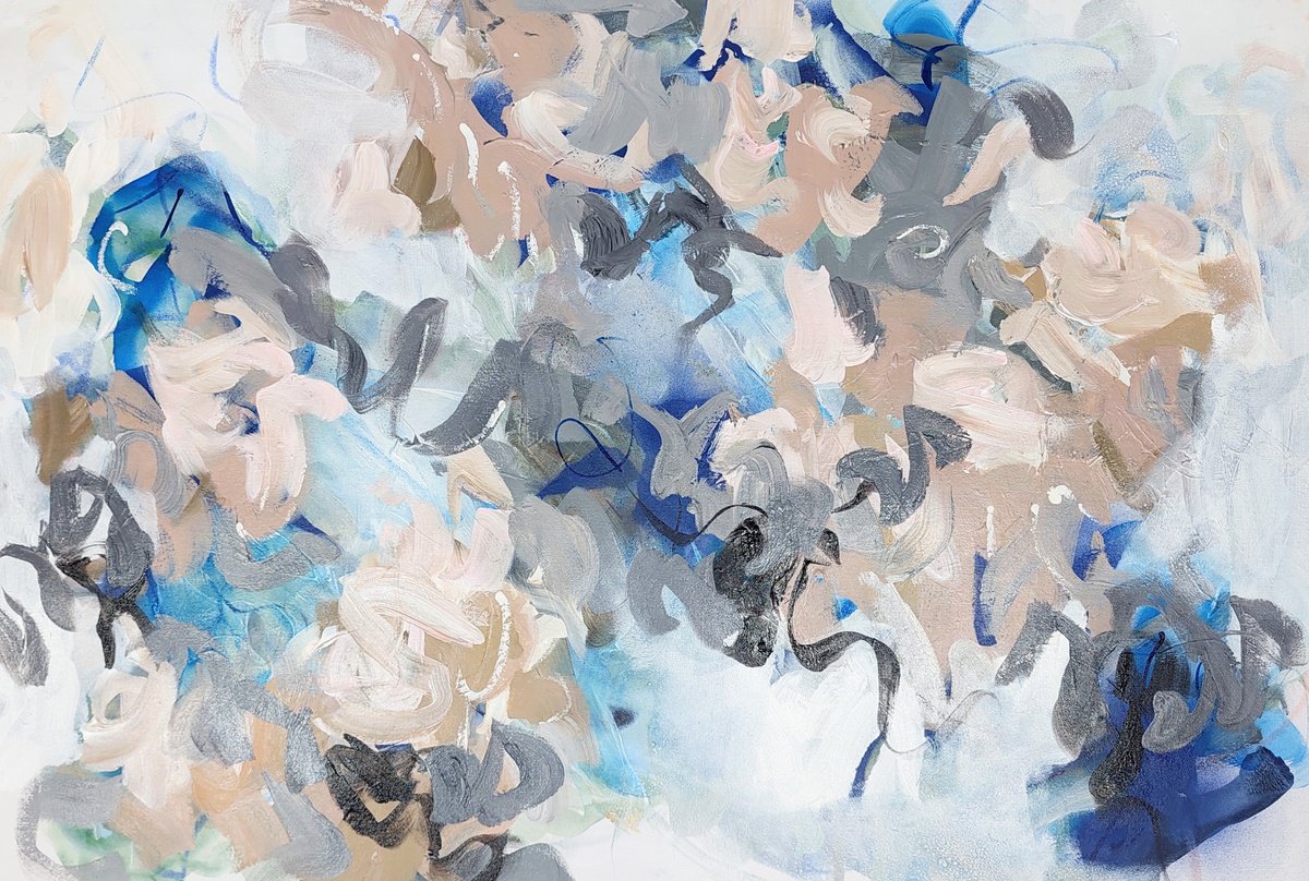 Abstract Acrylic Painting By Cristian Cuevas, 36 X 24, Flowers Of The Desert, Original Artwork